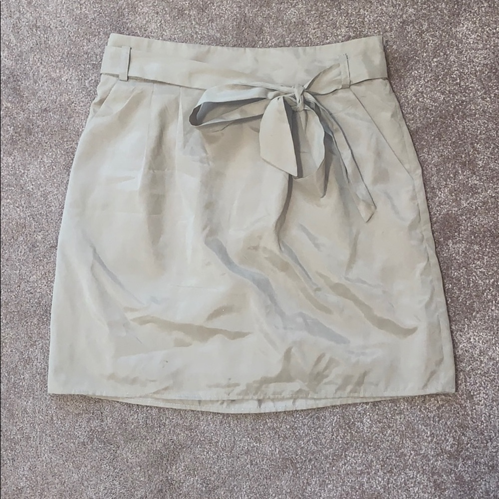 Annabella Khaki Skirt w/ front tie and pockets